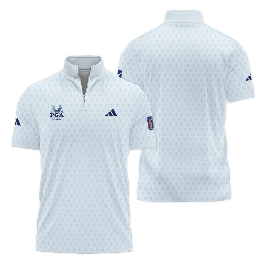 Golf Pattern Cup White Mix Light Blue 2024 PGA Championship Valhalla Adidas Style Classic, Short Sleeve Polo Shirts Quarter-Zip Casual Slim Fit Mock Neck Basic