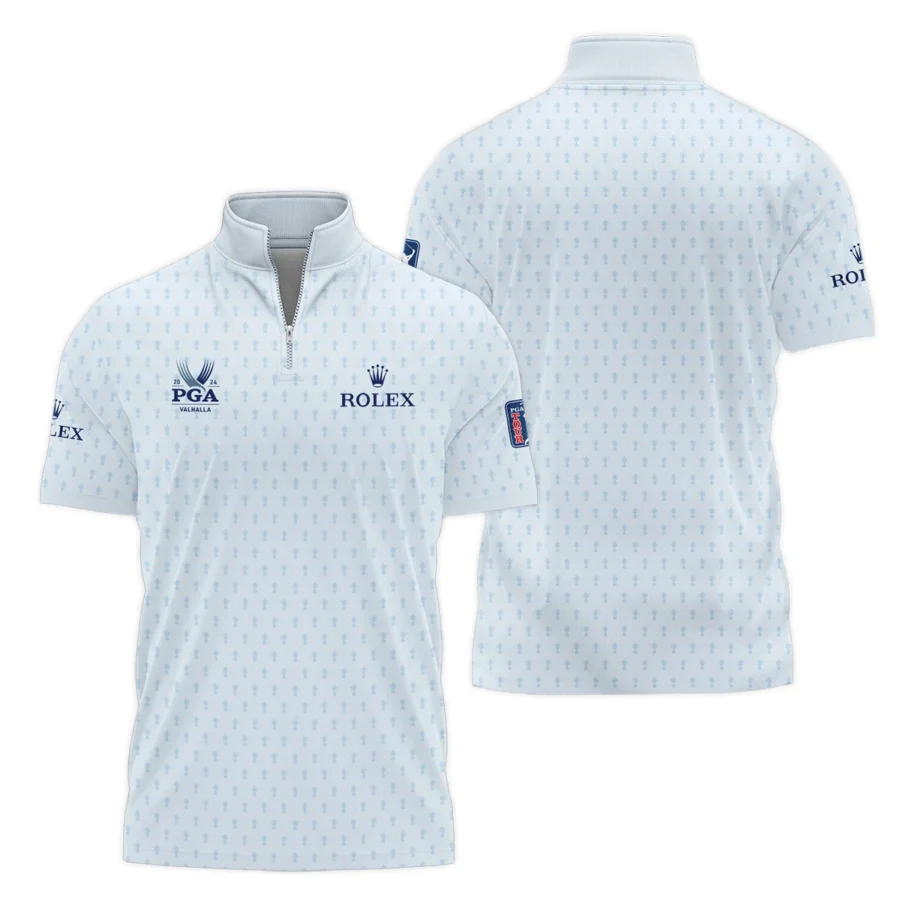 Golf Pattern Cup White Mix Light Blue 2024 PGA Championship Valhalla Rolex Style Classic, Short Sleeve Polo Shirts Quarter-Zip Casual Slim Fit Mock Neck Basic