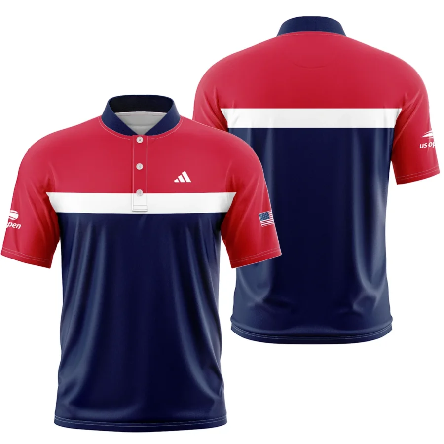 Adidas Blue Red White Background US Open Tennis Champions Short Sleeve Round Neck Polo Shirts