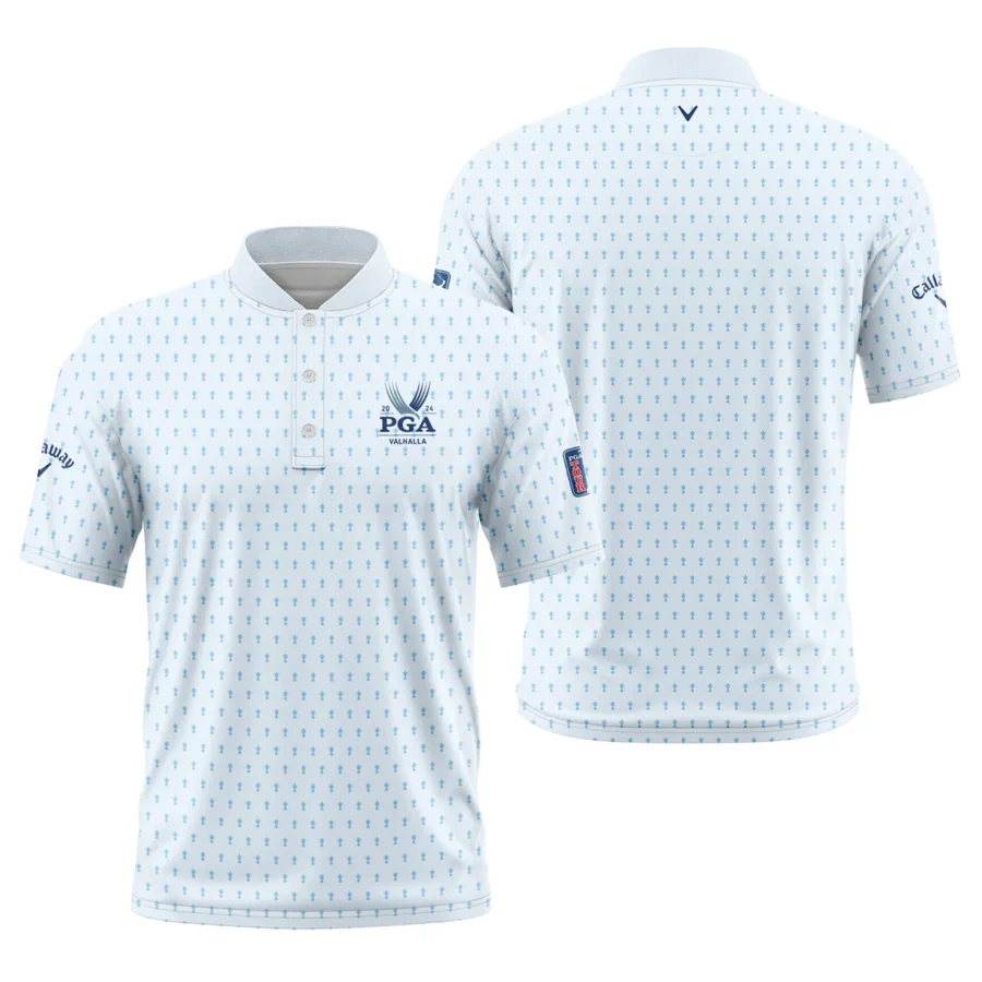 Golf Pattern Light Blue Cup 2024 PGA Championship Valhalla Callaway Style Classic, Short Sleeve Round Neck Polo Shirt