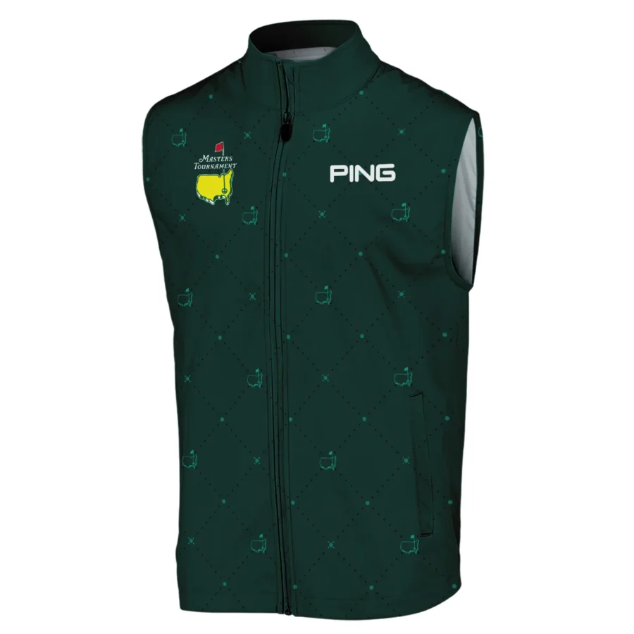 Dark Green Pattern In Retro Style With Logo Masters Tournament Ping Sleeveless Jacket Style Classic Sleeveless Jacket