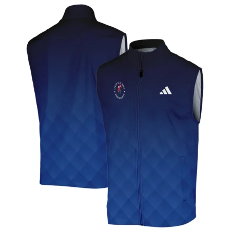 124th U.S. Open Pinehurst Adidas Dark Blue Gradient Stripes Pattern Vneck Long Polo Shirt Style Classic Long Polo Shirt For Men