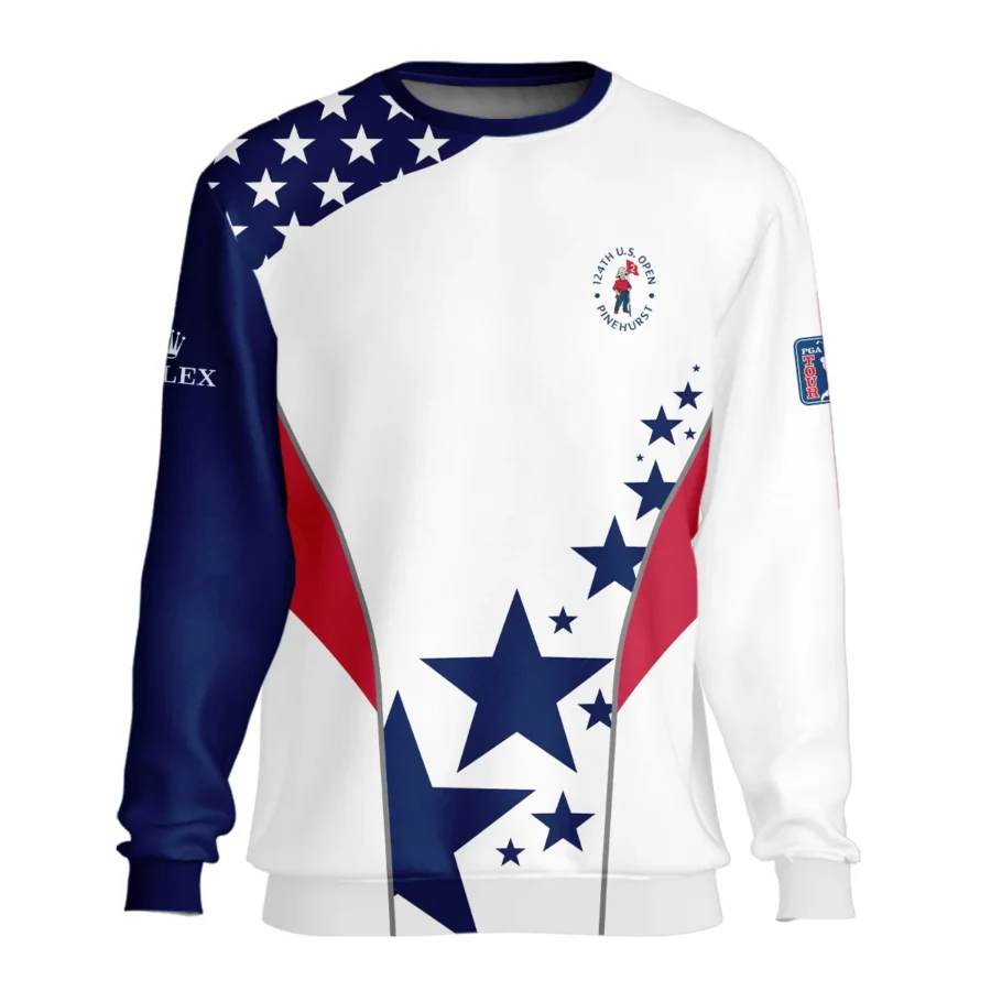 124th U.S. Open Pinehurst Rolex Stars US Flag White Blue Unisex Sweatshirt Style Classic Sweatshirt