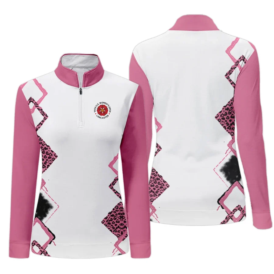 Leopard Golf Color Pink 79th U.S. Women’s Open Lancaster Quarter-Zip Women Pink Color All Over Print Quarter-Zip For Woman