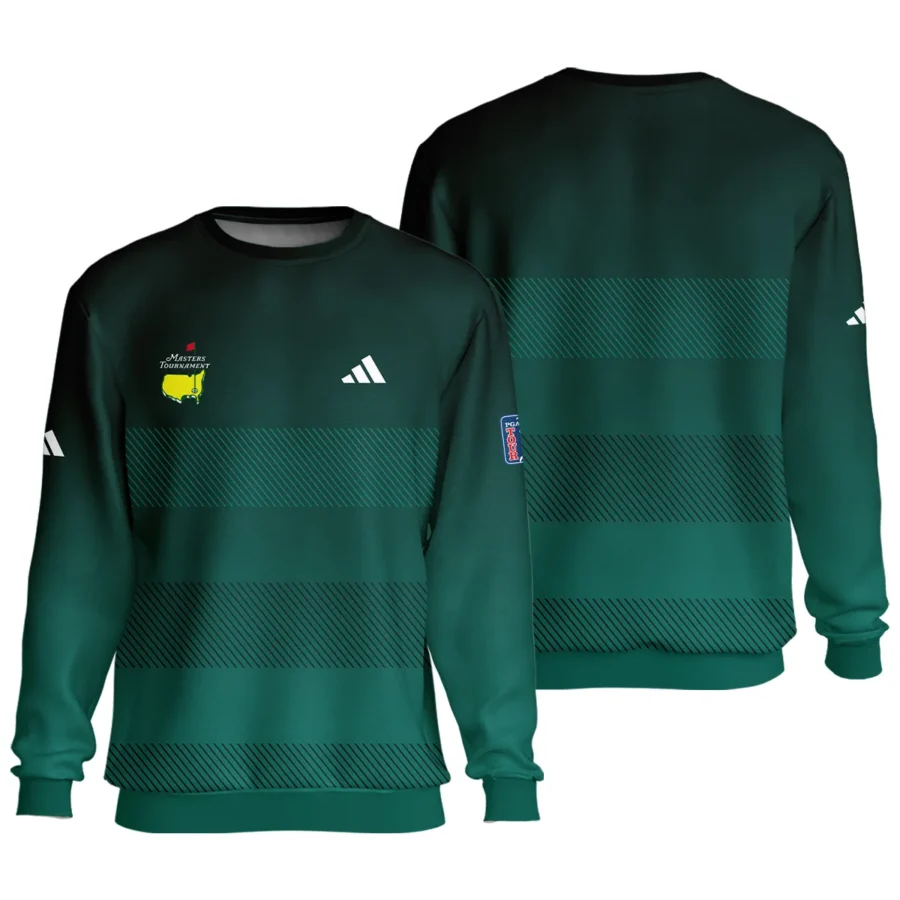 Adidas Masters Tournament Dark Green Gradient Stripes Pattern Golf Sport Unisex Sweatshirt Style Classic Sweatshirt