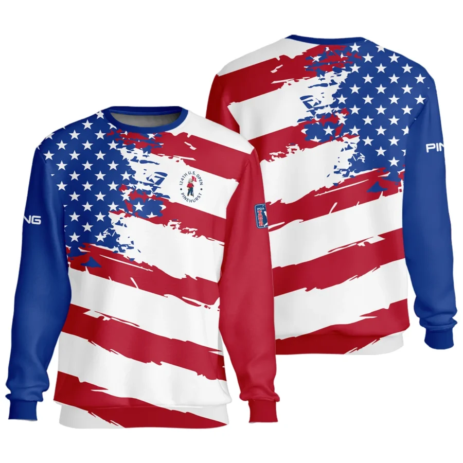 Ping US Flag Blue Red Stars 124th U.S. Open Pinehurst Unisex Sweatshirt Style Classic Sweatshirt