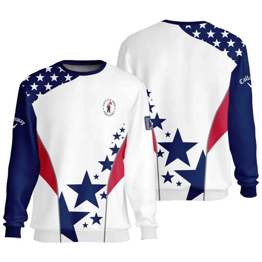 124th U.S. Open Pinehurst Callaway Stars US Flag White Blue Unisex Sweatshirt Style Classic Sweatshirt