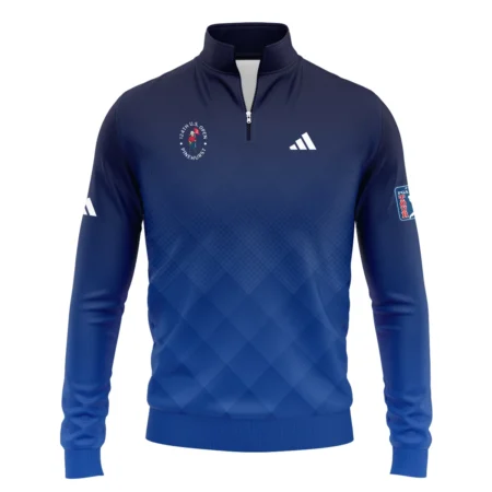 124th U.S. Open Pinehurst Adidas Dark Blue Gradient Stripes Pattern Long Polo Shirt Style Classic Long Polo Shirt For Men