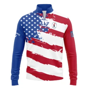 Callaway US Flag Blue Red Stars 124th U.S. Open Pinehurst Zipper Hoodie Shirt Style Classic Zipper Hoodie Shirt