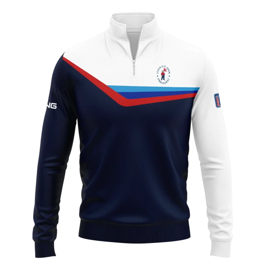 124th U.S. Open Pinehurst Golf Blue Red Line White Pattern Ping Quarter-Zip Jacket Style Classic Quarter-Zip Jacket