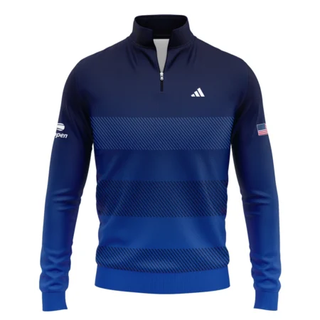 Straight Line Dark Blue Background US Open Tennis Champions Adidas Mandarin collar Quater-Zip Long Sleeve