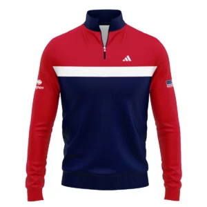 Adidas Blue Red White Background US Open Tennis Champions Zipper Hoodie Shirt Style Classic Zipper Hoodie Shirt