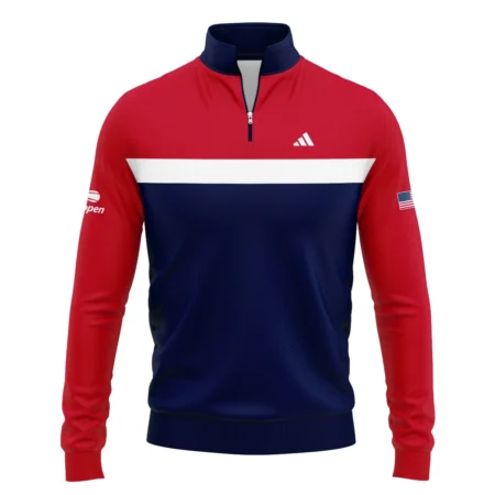 Adidas Blue Red White Background US Open Tennis Champions Zipper Polo Shirt Style Classic Zipper Polo Shirt For Men