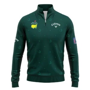 Dark Green Pattern In Retro Style With Logo Masters Tournament Callaway Zipper Hoodie Shirt Style Classic Zipper Hoodie Shirt