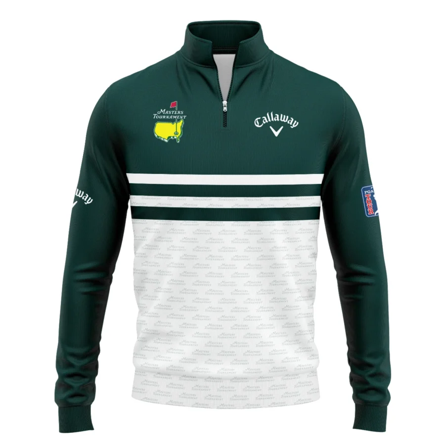 Dark Green Mix White With Logo Pattern Masters Tournament Callaway Quarter-Zip Jacket Style Classic Quarter-Zip Jacket