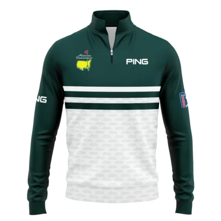 Dark Green Mix White With Logo Pattern Masters Tournament Ping Quarter-Zip Jacket Style Classic Quarter-Zip Jacket