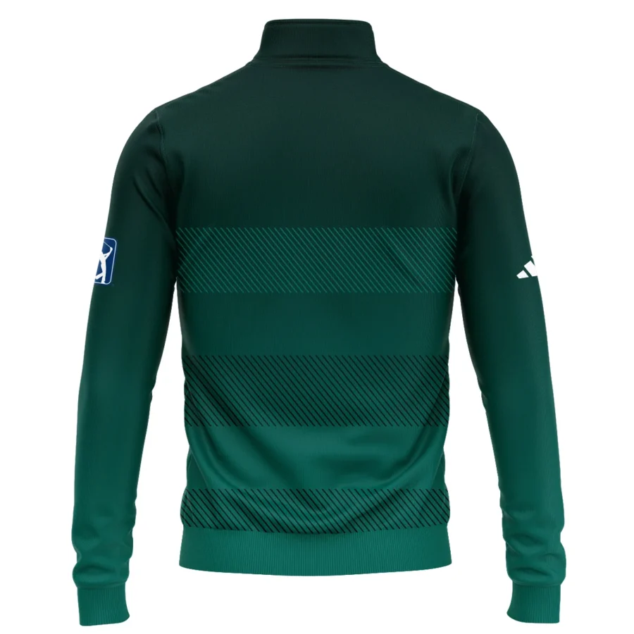 Adidas Masters Tournament Dark Green Gradient Stripes Pattern Golf Sport Quarter-Zip Jacket Style Classic Quarter-Zip Jacket