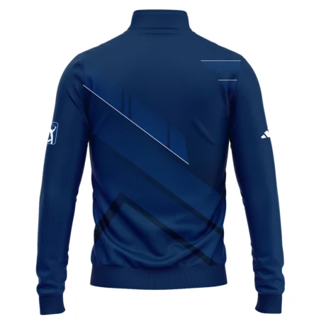 Adidas 124th U.S. Open Pinehurst Blue Gradient With White Straight Line Quarter-Zip Jacket Style Classic Quarter-Zip Jacket