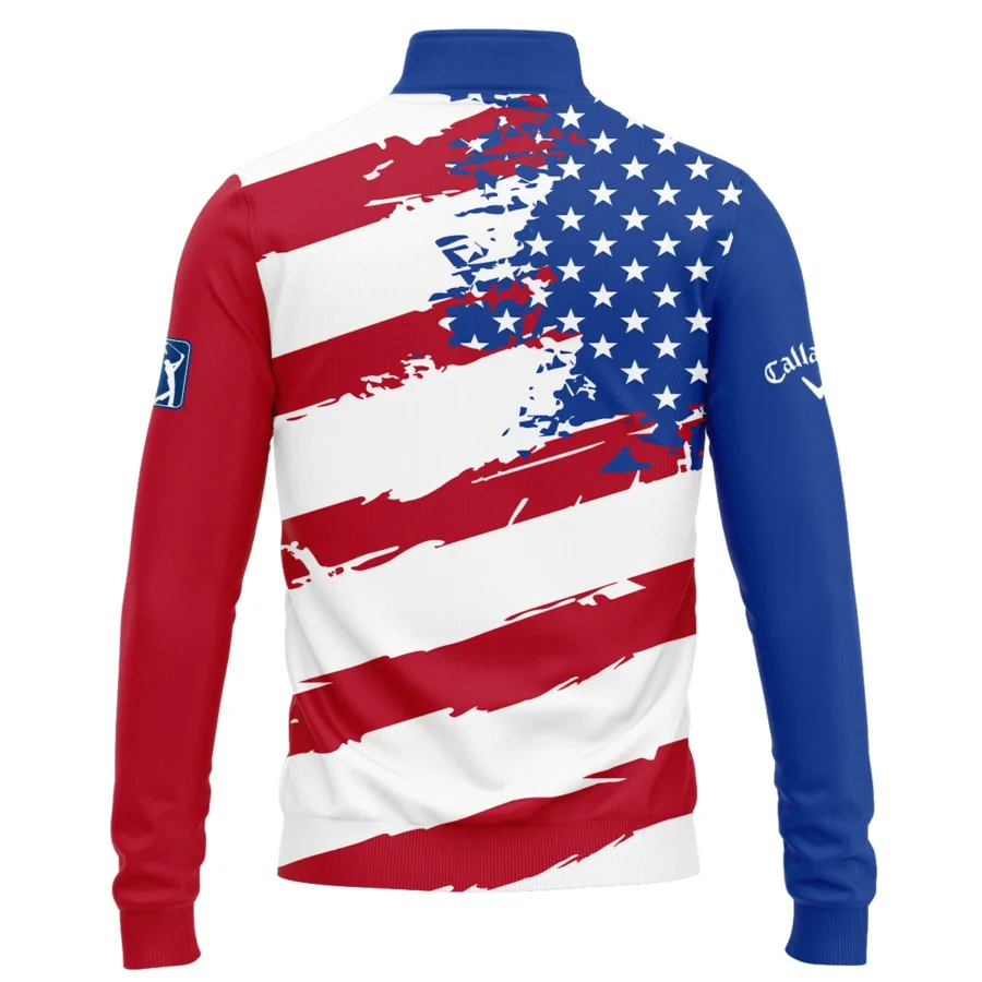 Callaway US Flag Blue Red Stars 124th U.S. Open Pinehurst Quarter-Zip Jacket Style Classic Quarter-Zip Jacket