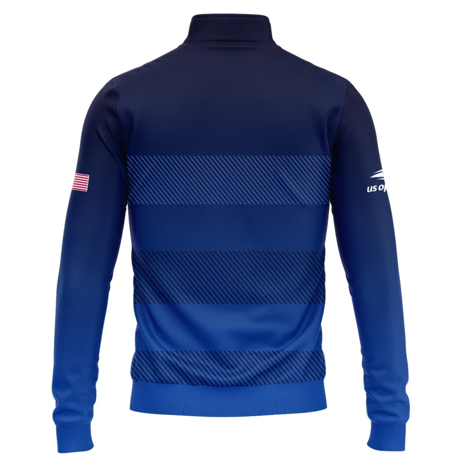 Straight Line Dark Blue Background US Open Tennis Champions Lacoste Quarter-Zip Jacket Style Classic Quarter-Zip Jacket