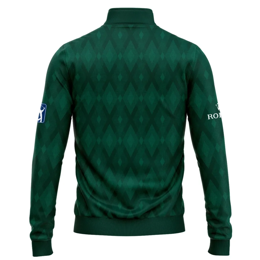 Green Fabric Ikat Diamond pattern Masters Tournament Rolex Quarter-Zip Jacket Style Classic Quarter-Zip Jacket