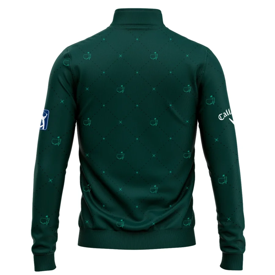 Dark Green Pattern In Retro Style With Logo Masters Tournament Callaway Quarter-Zip Jacket Style Classic Quarter-Zip Jacket