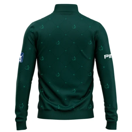 Dark Green Pattern In Retro Style With Logo Masters Tournament Ping Quarter-Zip Jacket Style Classic Quarter-Zip Jacket
