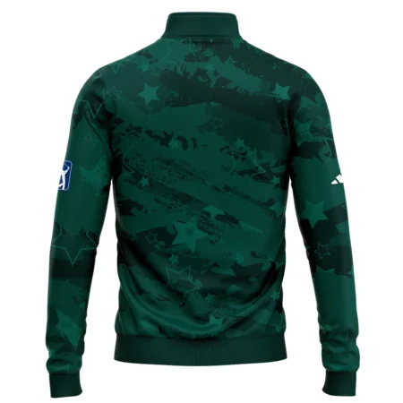 Dark Green Stars Pattern Grunge Background Masters Tournament Adidas Quarter-Zip Jacket Style Classic Quarter-Zip Jacket