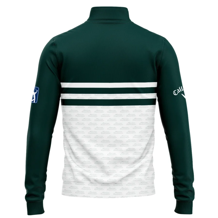 Dark Green Mix White With Logo Pattern Masters Tournament Callaway Quarter-Zip Jacket Style Classic Quarter-Zip Jacket