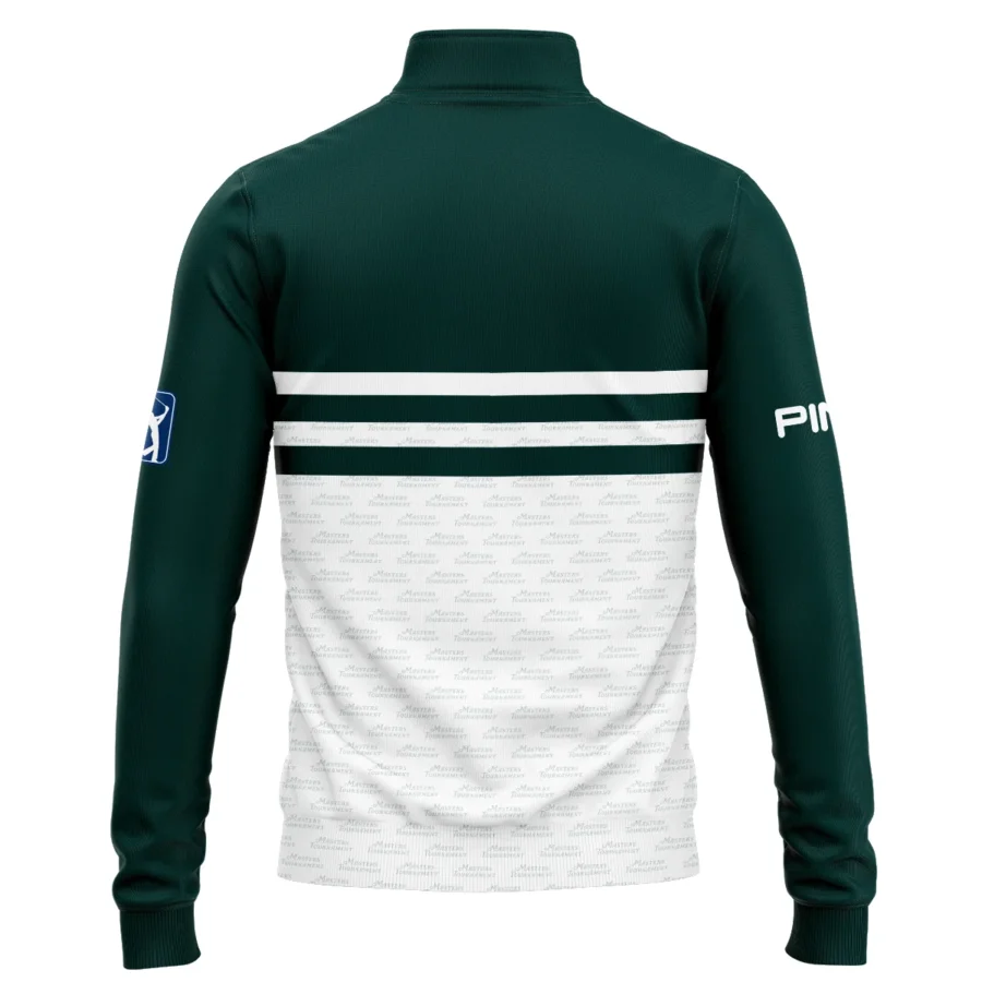 Dark Green Mix White With Logo Pattern Masters Tournament Ping Quarter-Zip Jacket Style Classic Quarter-Zip Jacket