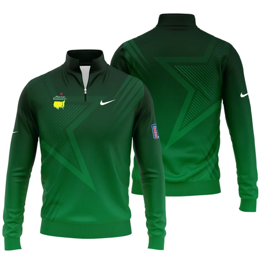 Nike Masters Tournament Polo Shirt Dark Green Gradient Star Pattern Golf Sports Quarter-Zip Jacket Style Classic Quarter-Zip Jacket