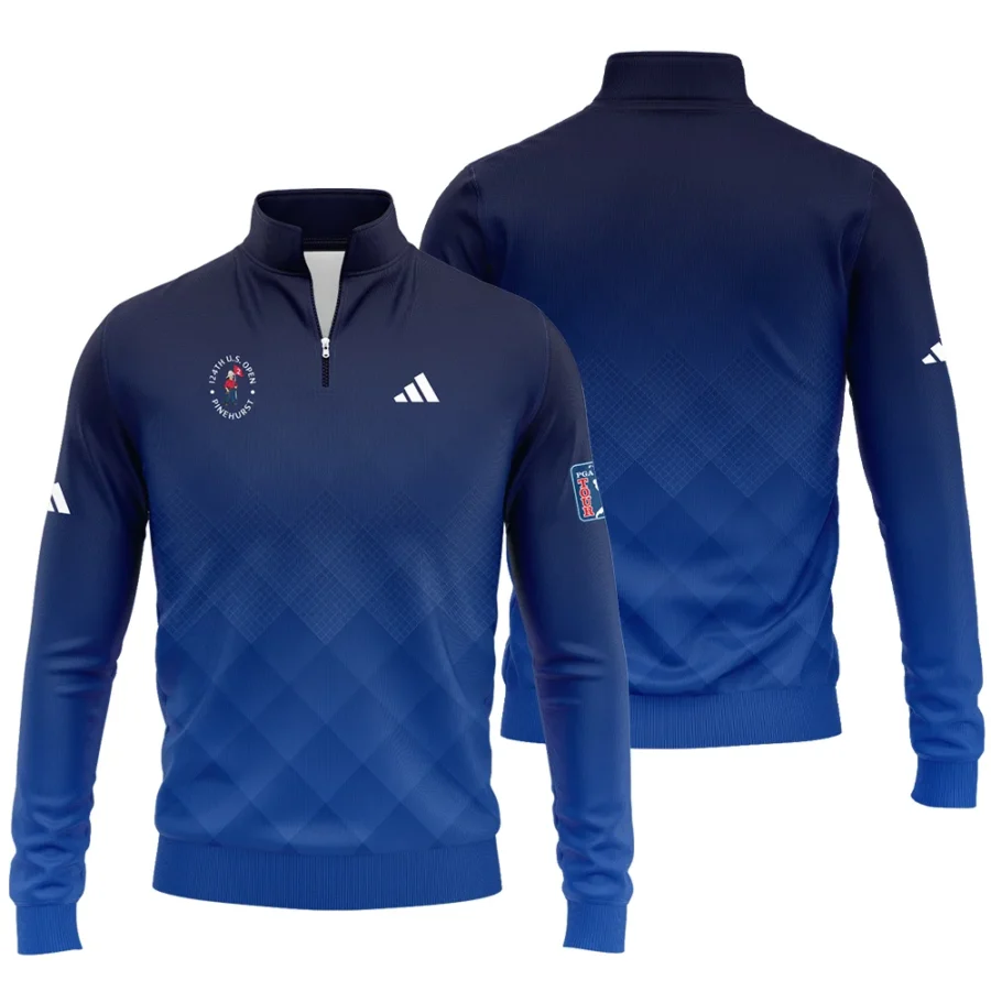 124th U.S. Open Pinehurst Adidas Dark Blue Gradient Stripes Pattern Quarter-Zip Jacket Style Classic Quarter-Zip Jacket