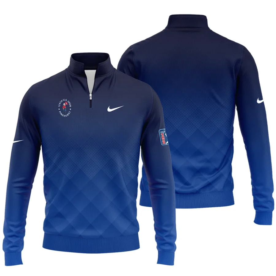 124th U.S. Open Pinehurst Nike Dark Blue Gradient Stripes Pattern Quarter-Zip Jacket Style Classic Quarter-Zip Jacket