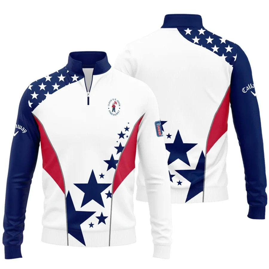 124th U.S. Open Pinehurst Callaway Stars US Flag White Blue Quarter-Zip Jacket Style Classic Quarter-Zip Jacket