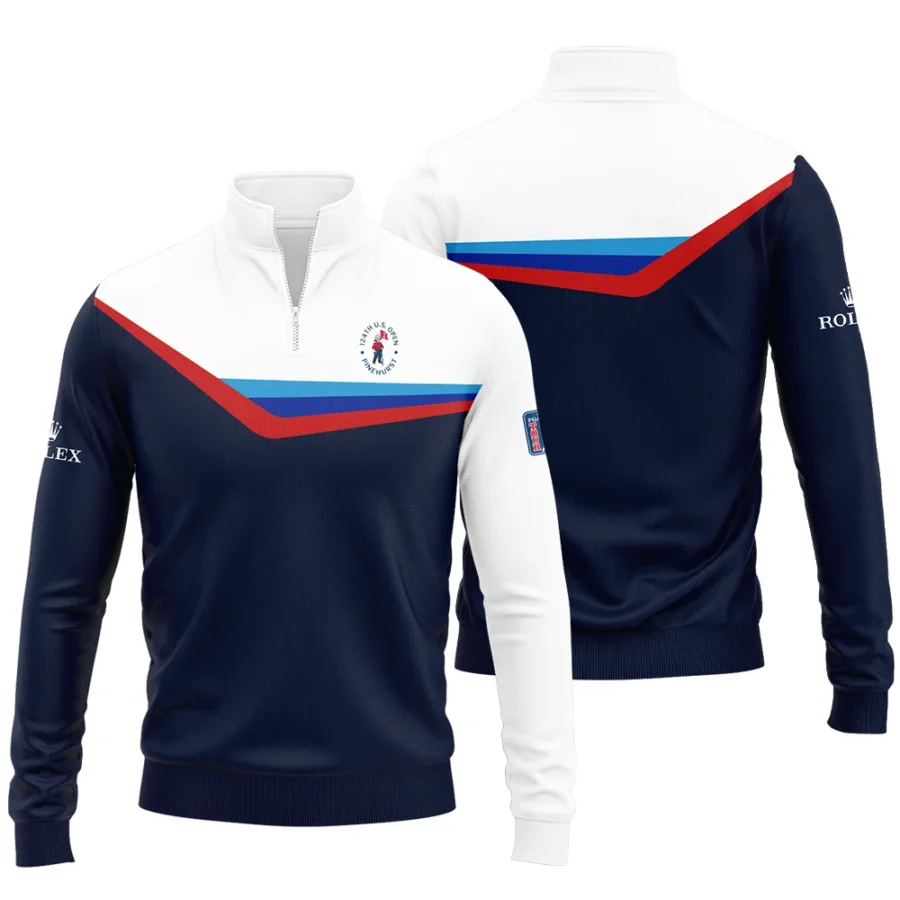 124th U.S. Open Pinehurst Golf Blue Red Line White Pattern Rolex Quarter-Zip Jacket Style Classic Quarter-Zip Jacket