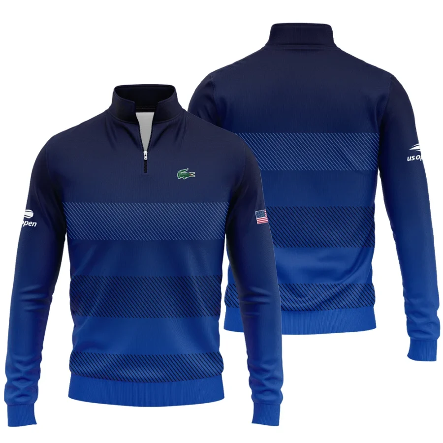 Straight Line Dark Blue Background US Open Tennis Champions Lacoste Quarter-Zip Jacket Style Classic Quarter-Zip Jacket