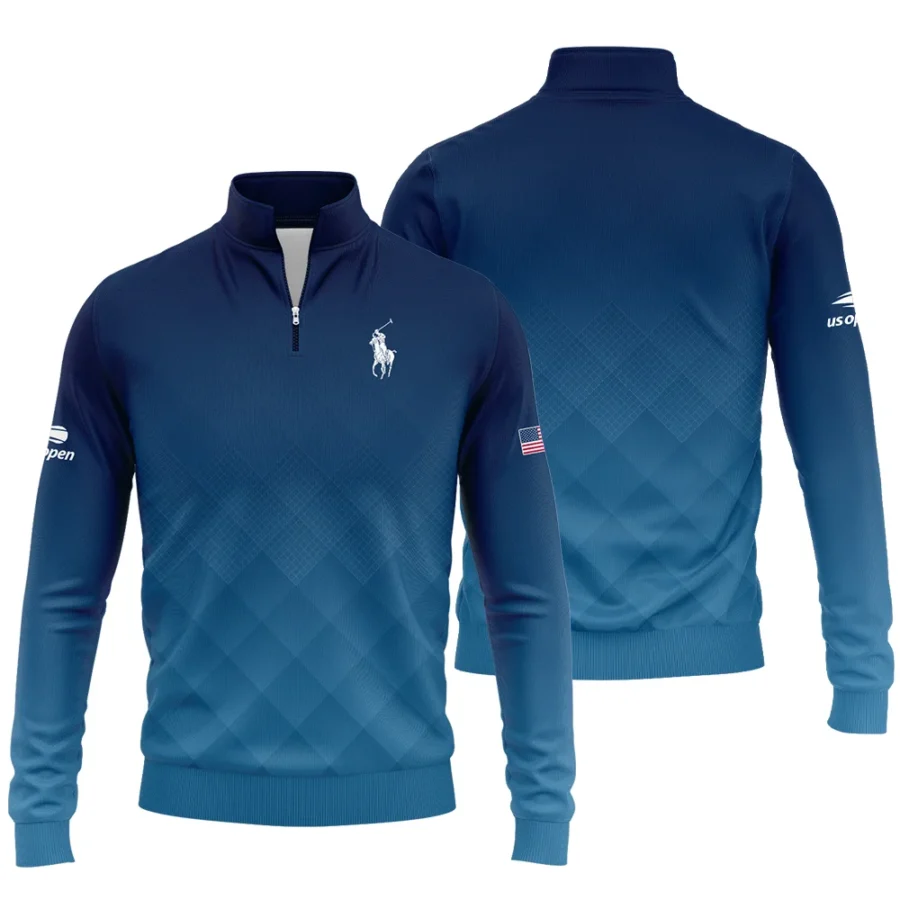 Ralph Lauren Blue Abstract Background US Open Tennis Champions Quarter-Zip Jacket Style Classic Quarter-Zip Jacket