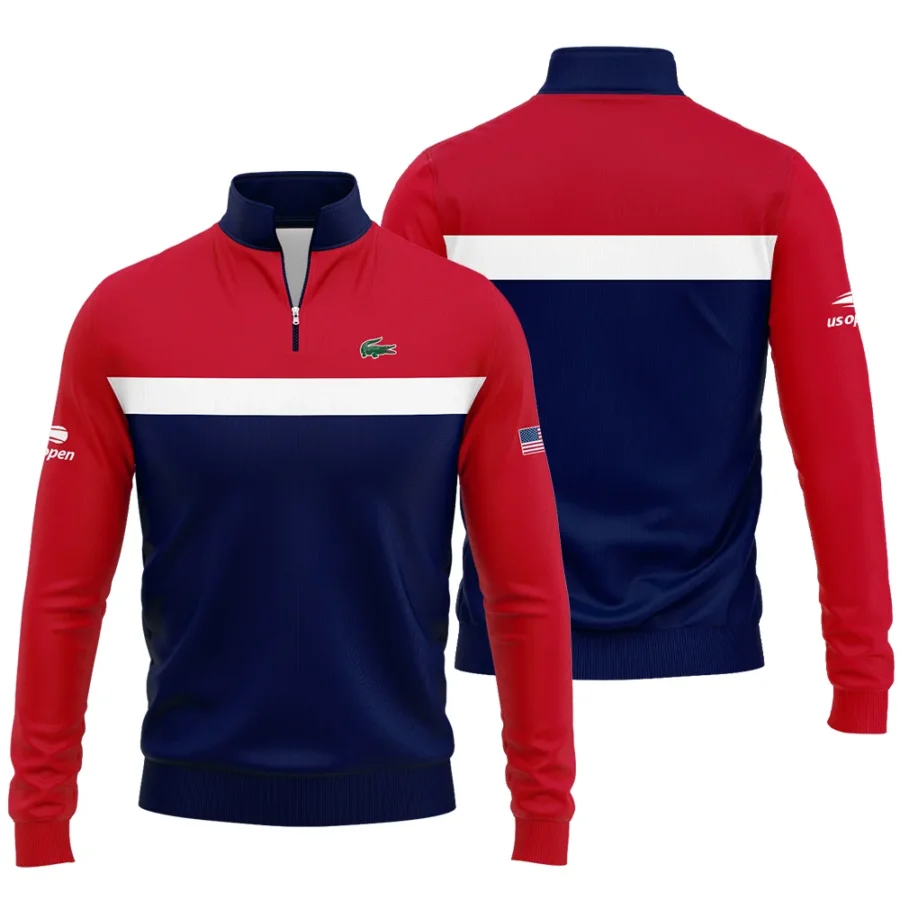 Lacoste Blue Red White Background US Open Tennis Champions Quarter-Zip Jacket Style Classic Quarter-Zip Jacket