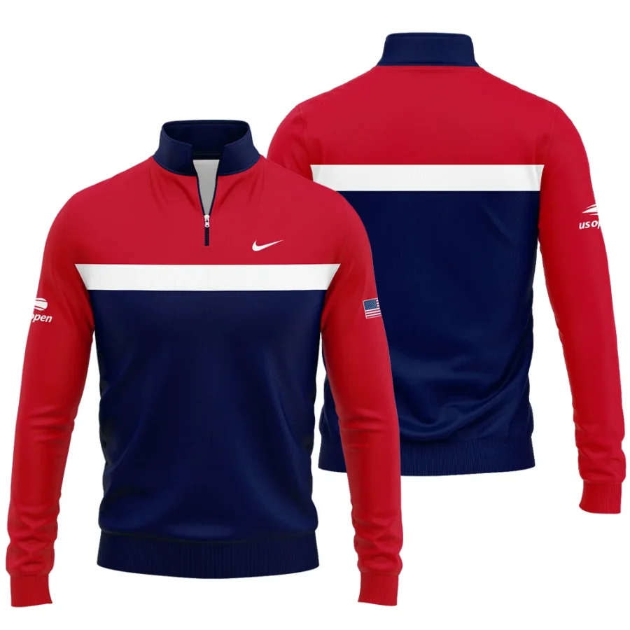 Nike Blue Red White Background US Open Tennis Champions Quarter-Zip Jacket Style Classic Quarter-Zip Jacket