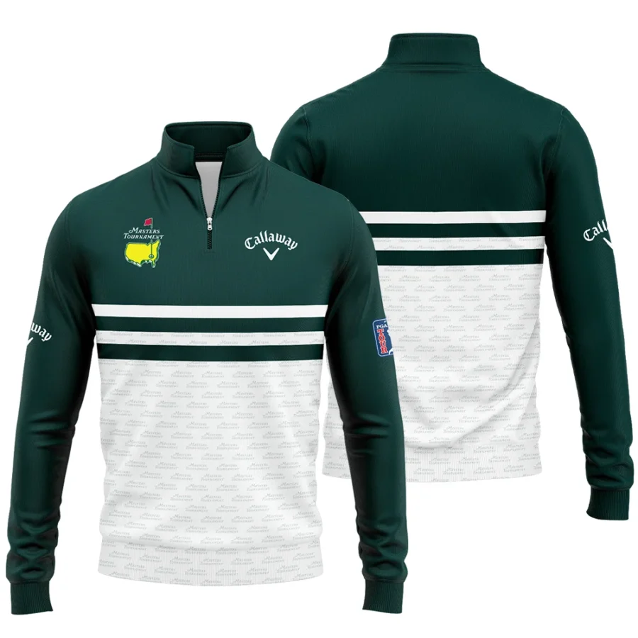 Dark Green Mix White With Logo Pattern Masters Tournament Callaway Quarter-Zip Jacket Style Classic Quarter-Zip Jacket