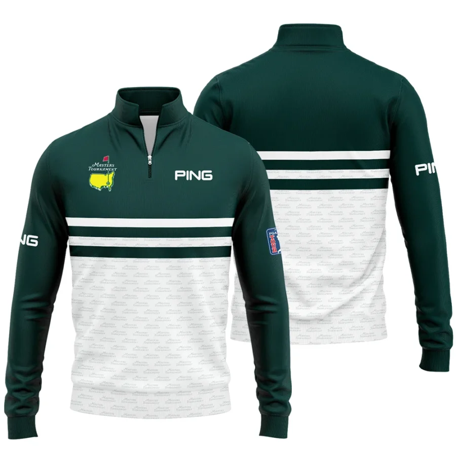 Dark Green Mix White With Logo Pattern Masters Tournament Ping Quarter-Zip Jacket Style Classic Quarter-Zip Jacket