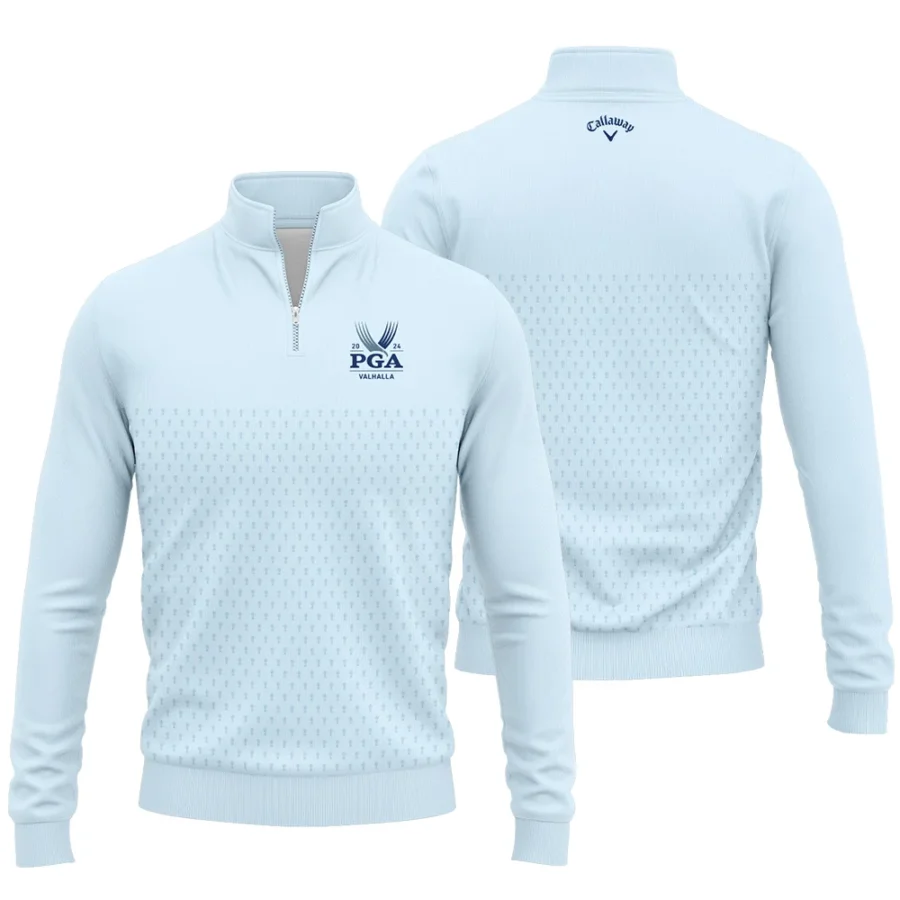 PGA Trophy Pattern Light Blue 2024 PGA Championship Valhalla Callaway Quarter-Zip Jacket Style Classic Quarter-Zip Jacket