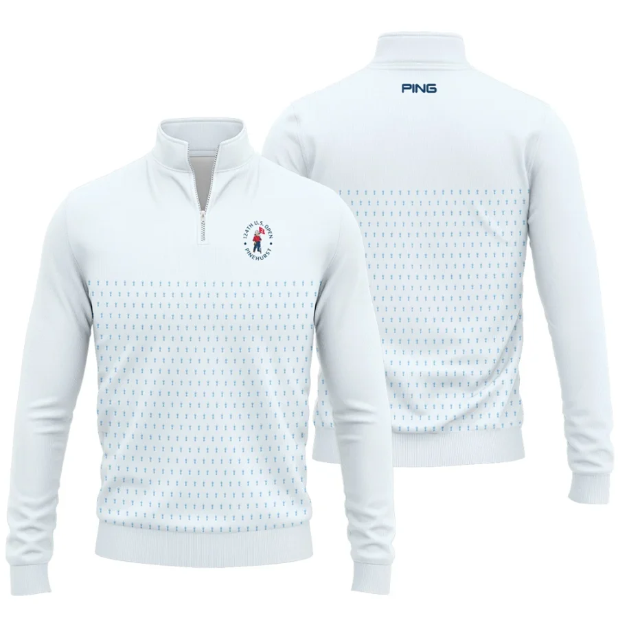 U.S Open Trophy Pattern Light Blue 124th U.S. Open Pinehurst Ping Quarter-Zip Jacket Style Classic Quarter-Zip Jacket