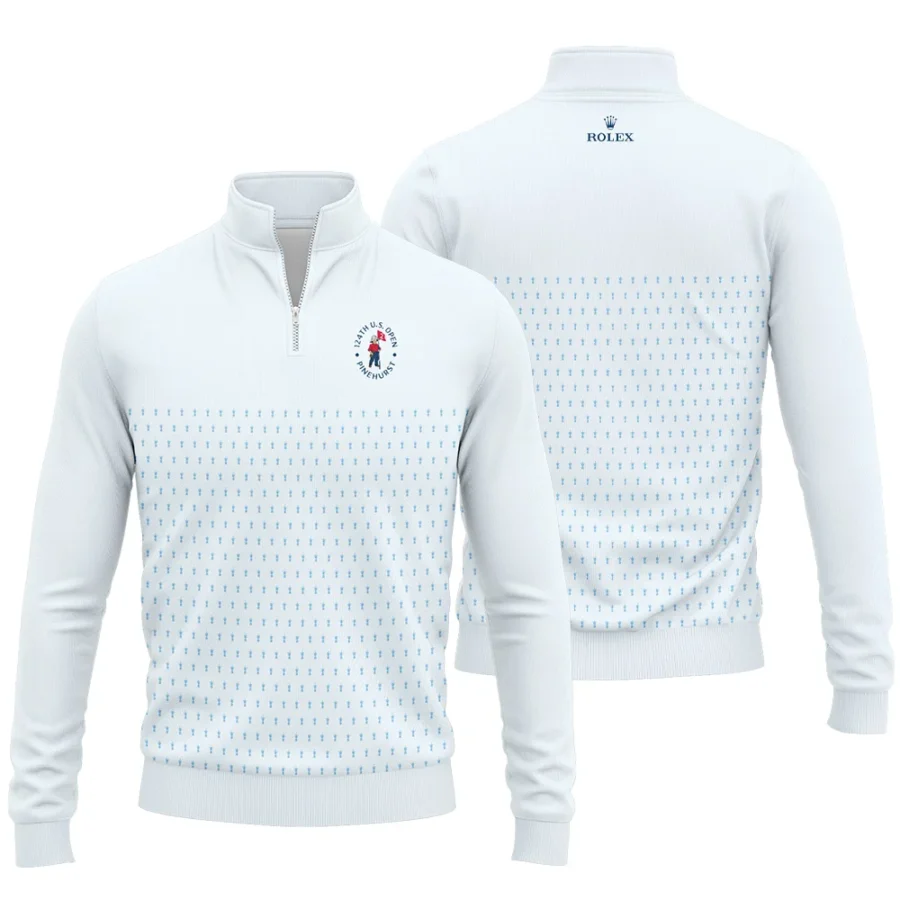 U.S Open Trophy Pattern Light Blue 124th U.S. Open Pinehurst Rolex Quarter-Zip Jacket Style Classic Quarter-Zip Jacket