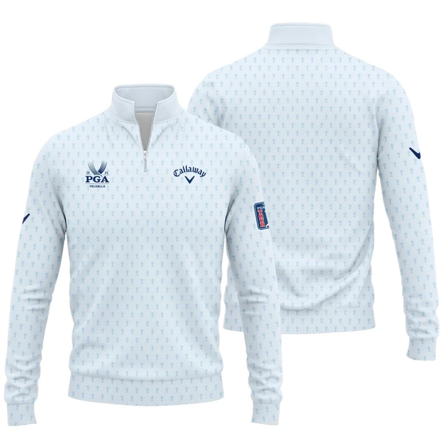 Golf Pattern Cup White Mix Light Blue 2024 PGA Championship Valhalla Callaway Quarter-Zip Jacket Style Classic Quarter-Zip Jacket