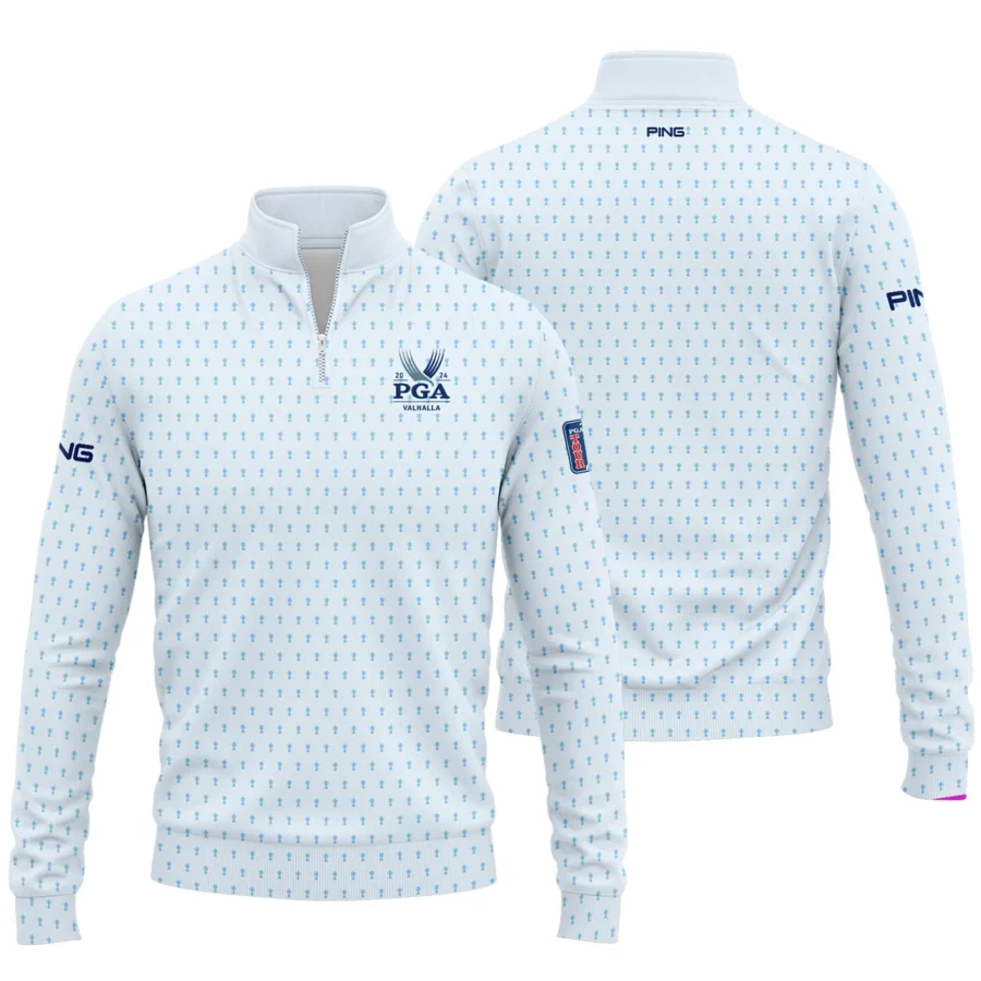 Golf Pattern Light Blue Cup 2024 PGA Championship Valhalla Ping Quarter-Zip Jacket Style Classic Quarter-Zip Jacket