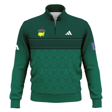 Dark Green Pattern Sublimation Sport Masters Tournament Adidas Style Classic, Short Sleeve Polo Shirts Quarter-Zip Casual Slim Fit Mock Neck Basic