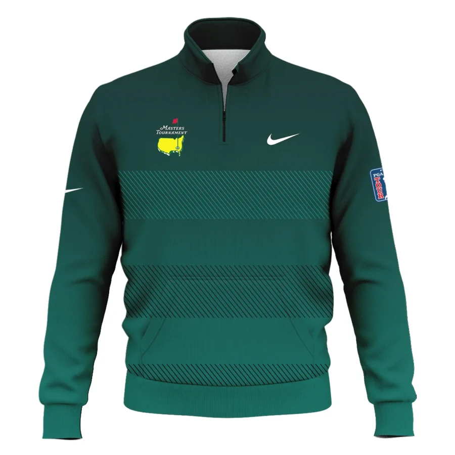 Nike Masters Tournament Dark Green Gradient Stripes Pattern Golf Sport Style Classic Quarter Zipped Sweatshirt