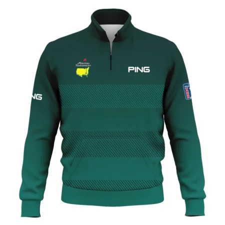 Ping Masters Tournament Dark Green Gradient Stripes Pattern Golf Sport Style Classic Quarter Zipped Sweatshirt