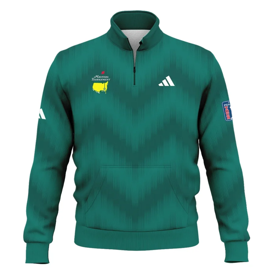 Golf Sport Green Gradient Stripes Pattern Adidas Masters Tournament Style Classic Quarter Zipped Sweatshirt